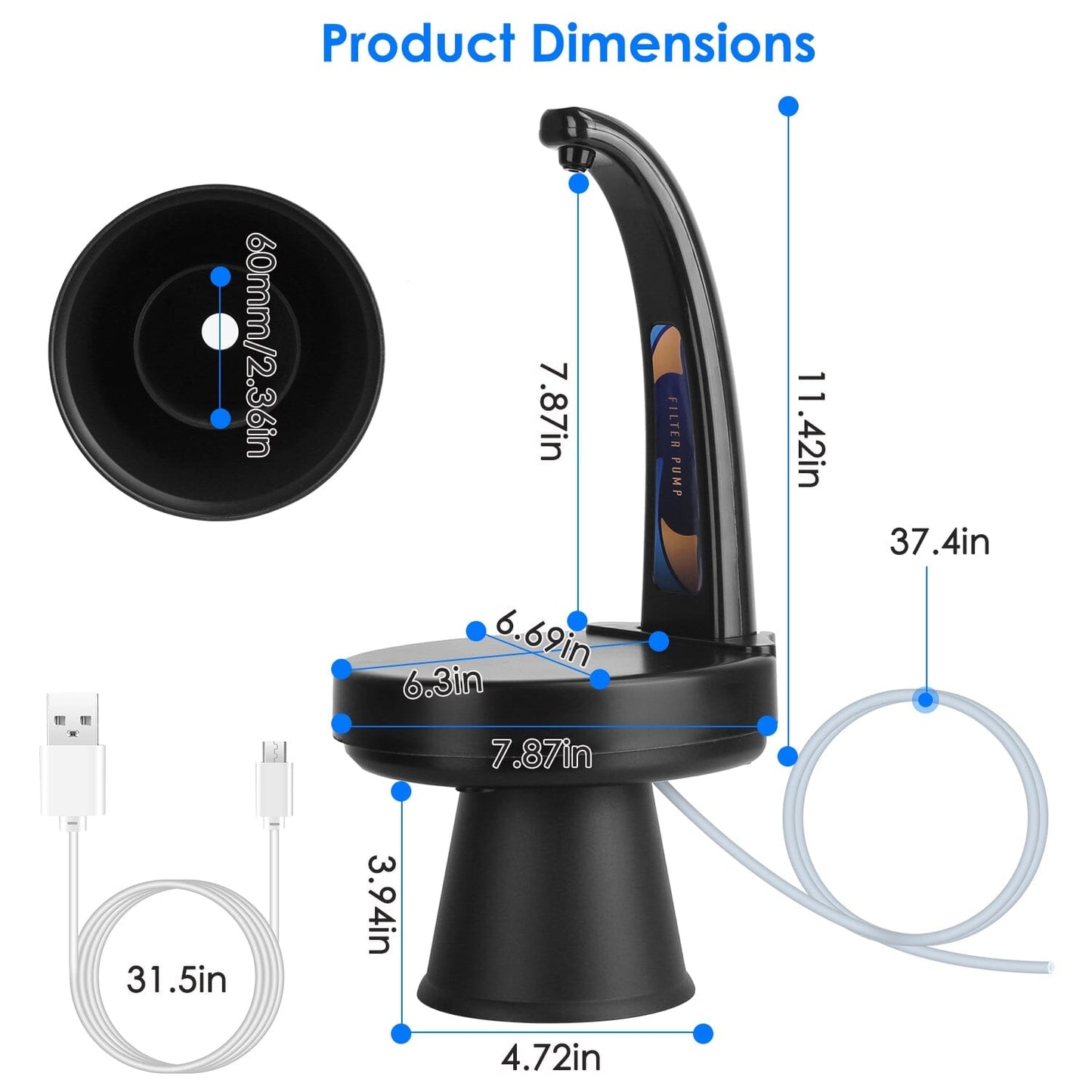 Water Bottle Dispenser USB Rechargeable Mini Water Jug for 1-5 Gallon Water Jugs __stock:50 Kitchen & Dining Low stock refund_fee:1200 Warranty