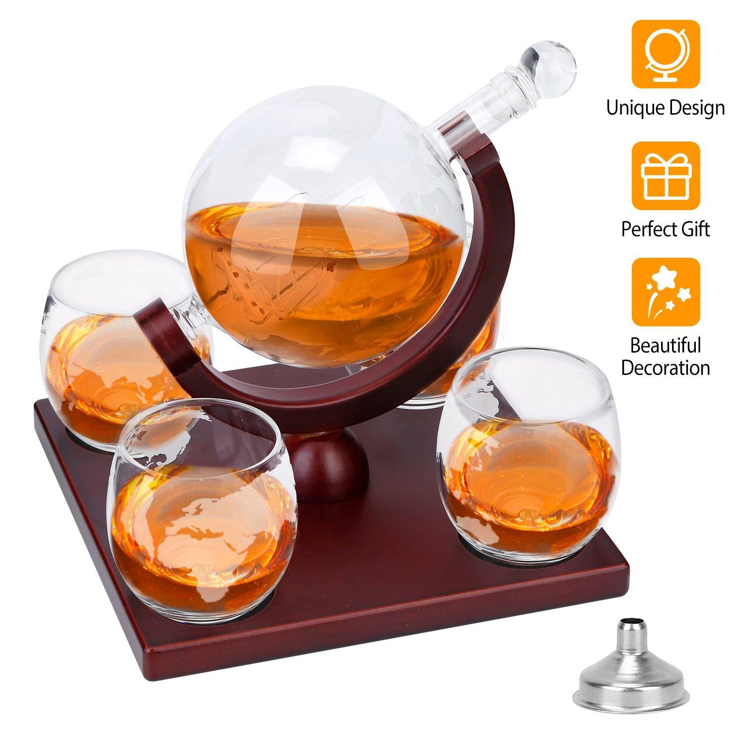 Whiskey Decanter Globe Set Kitchen & Dining refund_fee:2200