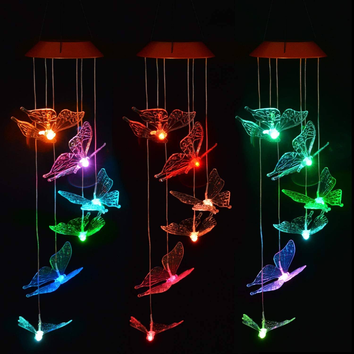 Windlights Solar Powered LED Butterfly Wind Chimes __stock:50 refund_fee:1200 String & Fairy Lights Warranty