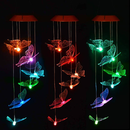 Windlights Solar Powered LED Butterfly Wind Chimes __stock:50 refund_fee:1200 String & Fairy Lights Warranty