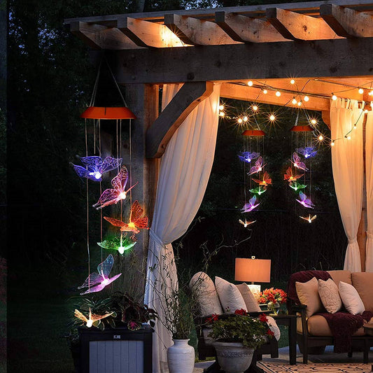 Windlights Solar Powered LED Butterfly Wind Chimes __stock:50 refund_fee:1200 String & Fairy Lights Warranty