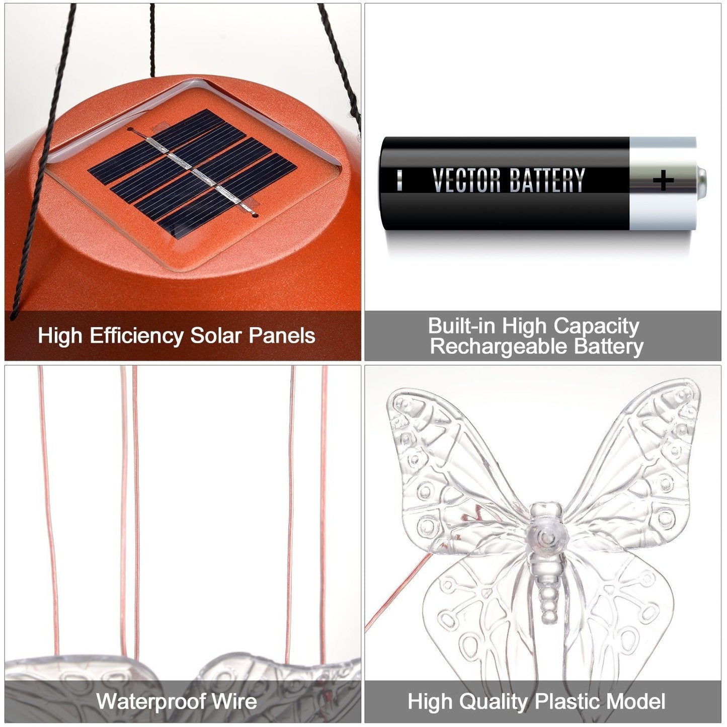 Windlights Solar Powered LED Butterfly Wind Chimes __stock:50 refund_fee:1200 String & Fairy Lights Warranty