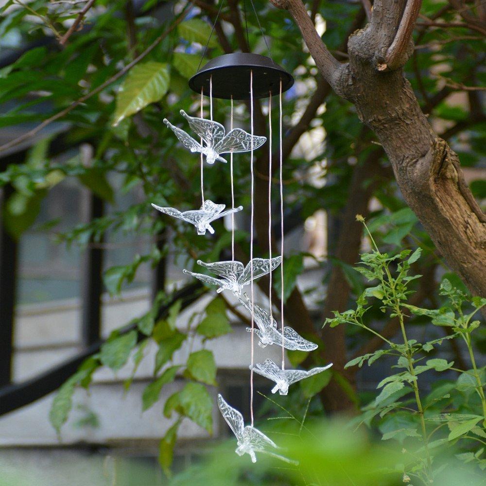 Windlights Solar Powered LED Butterfly Wind Chimes __stock:50 refund_fee:1200 String & Fairy Lights Warranty