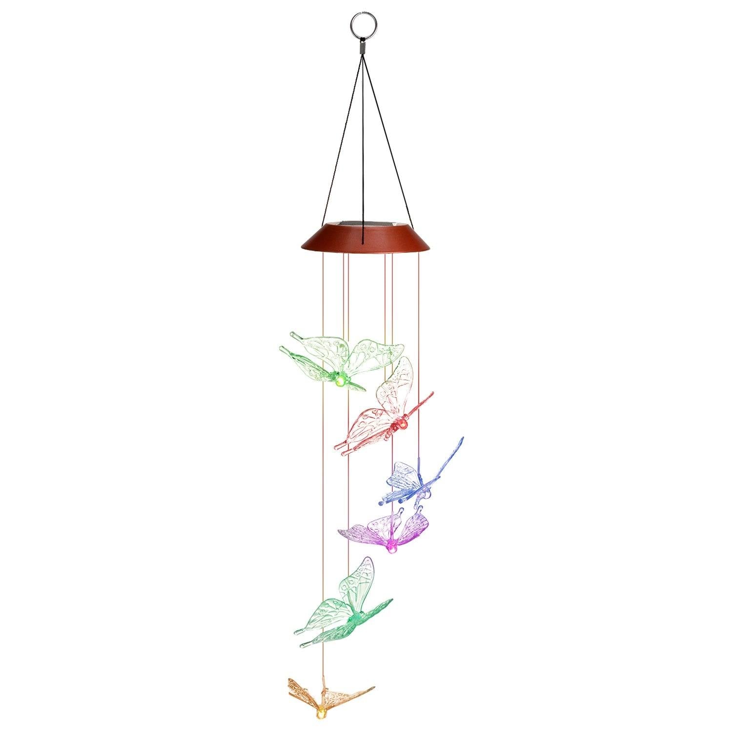 Windlights Solar Powered LED Butterfly Wind Chimes __stock:50 refund_fee:1200 String & Fairy Lights Warranty