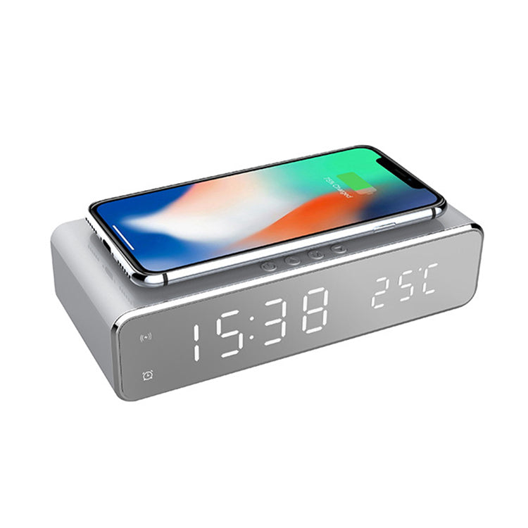 Wireless Charging Digital Alarm Clock Silver __stock:500 Household Appliances refund_fee:1200 Warranty