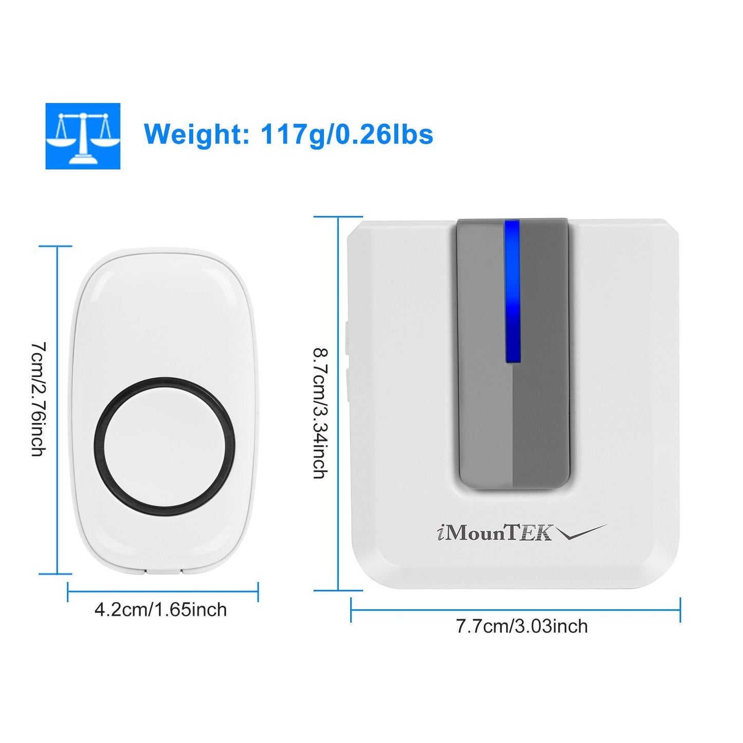 Wireless Doorbell Rings 1000FT with 1 Plug Receiver Chimes __stock:100 Household Appliances refund_fee:1200 show-color-swatches Warranty