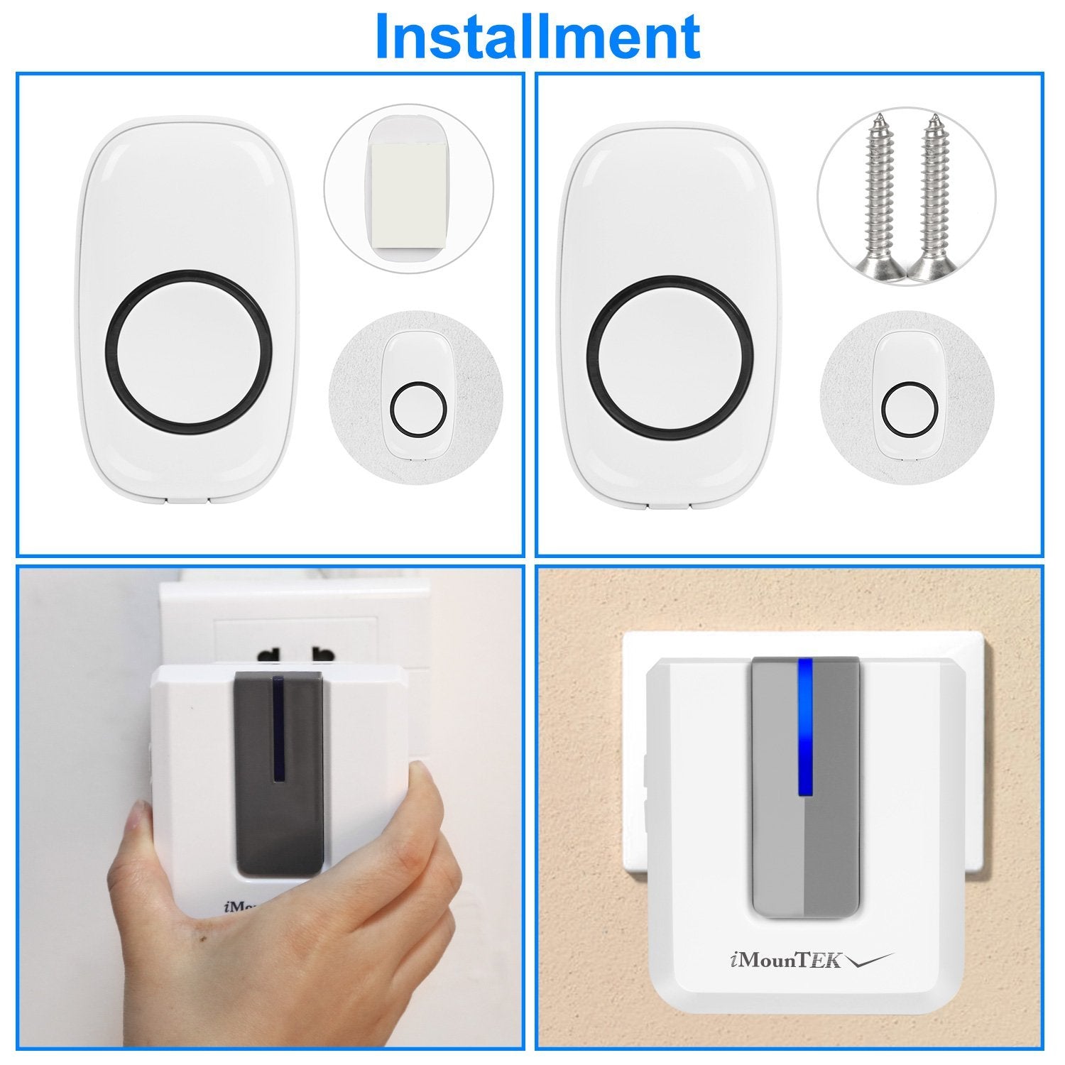 Wireless Doorbell Rings 1000FT with 1 Plug Receiver Chimes __stock:100 Household Appliances refund_fee:1200 show-color-swatches Warranty