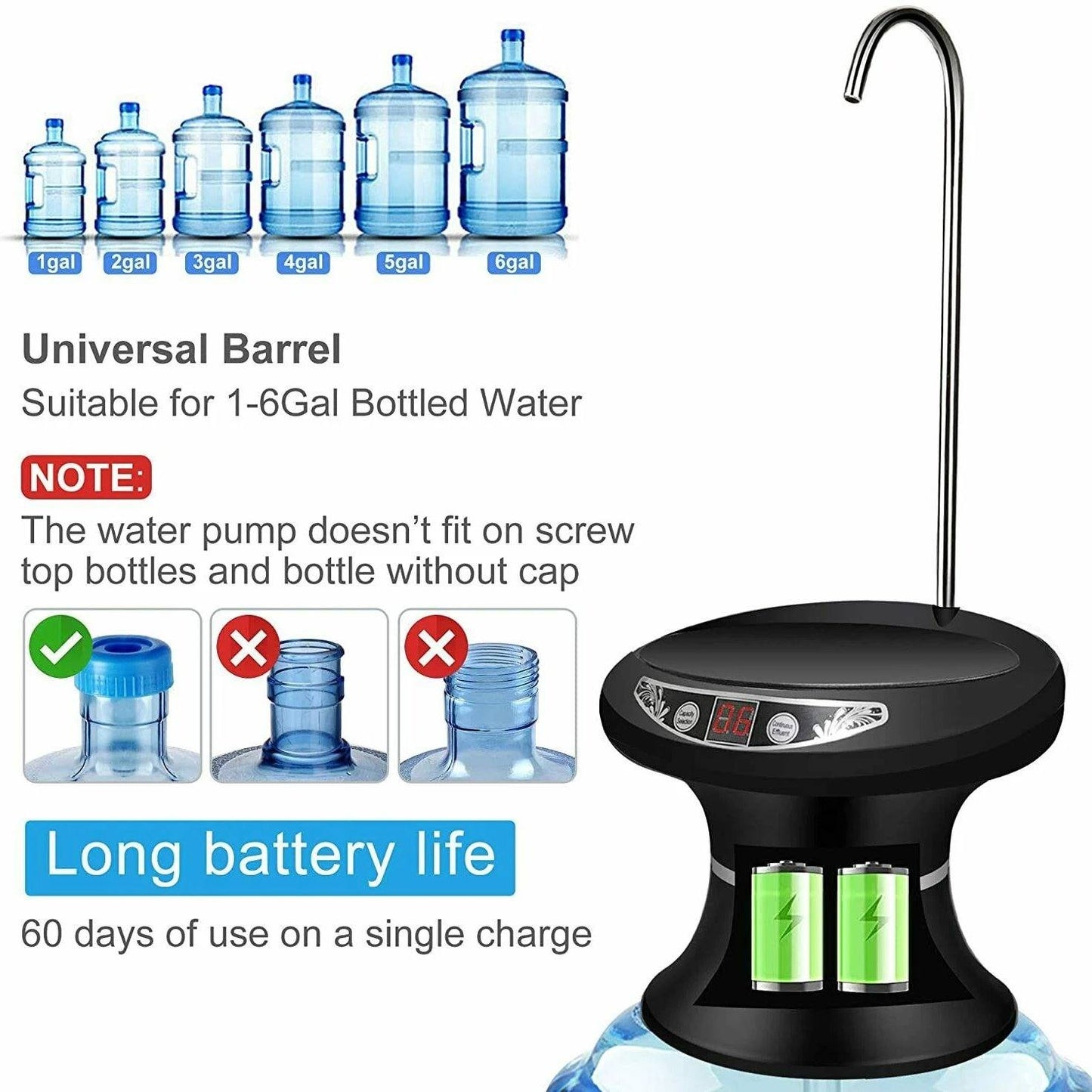 Wireless Electric Drinking Water Bottle Pump Dispenser Kitchen & Dining Low stock refund_fee:1200 Warranty