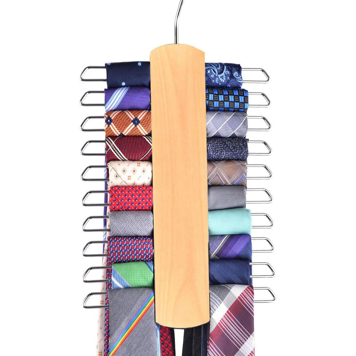 Wood Center Organizer and Storage Rack with a Non-Slip Finish - 20 Hooks __stock:200 Closet & Storage refund_fee:800