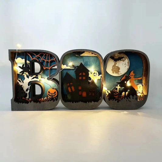 Wooden 3D Halloween Letter Shaped LED Light __stock:200 Holiday Decor & Apparel refund_fee:800 Warranty