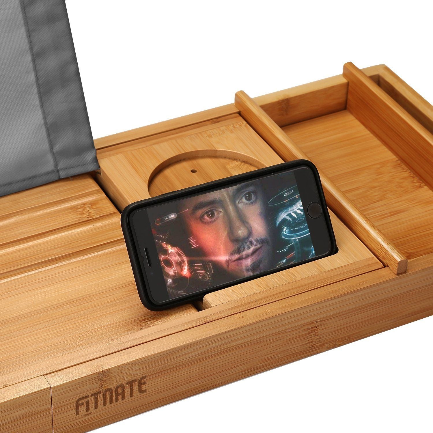 InnovaGoods - Vassoio Estensibile per Vasca da Bagno in Bambù, Spa a Casa, Antiscivolo, Supporto Bicchieri e Candele, Slot per Smartphone e Leggio InnovaGoods - Vassoio Estensibile per Vasca da Bagno in Bambù, Spa a Casa, Antiscivolo, Supporto Bicchieri e Candele, Slot per Smartphone e Leggio
