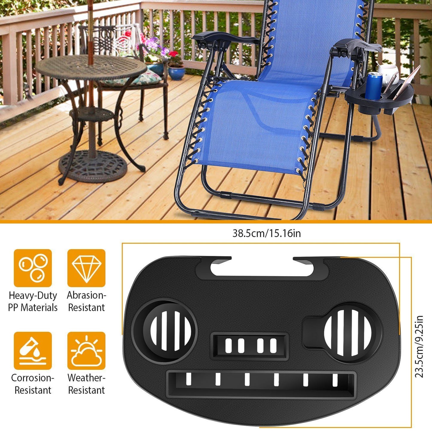 Zero Gravity Chair Cup Holder Clip On Side Tray Garden & Patio refund_fee:1200